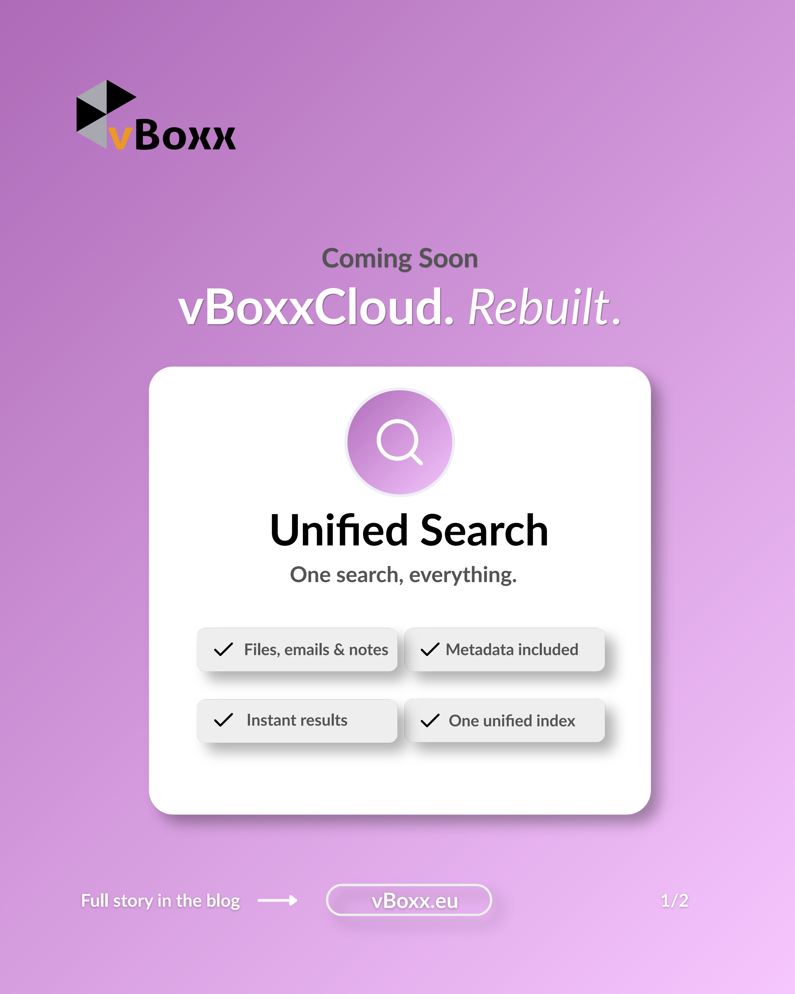 Unified Search, One search, everything.